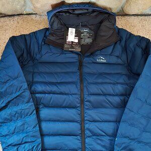 NEW L.L. Bean Men's Down Hooded Jacket Blue - Large